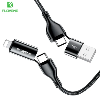 FLOVEME 4-u-1 USB C Kabel 3A Brzo punjenje za Lightning Kabel za iPhone 13Pro Maksimalno punjenje za Xiaomi 12 Punjač Type C Kablovi