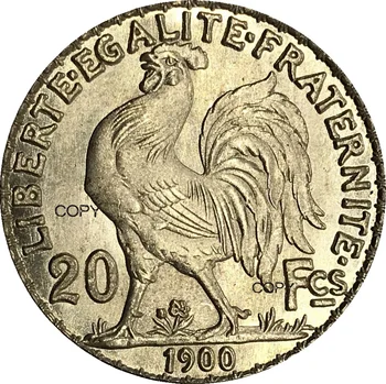 Francuska Francuska Zlato 20 Franaka 1900 Zlato Marianne Pijetao Brass Metal Kopiju Novčić