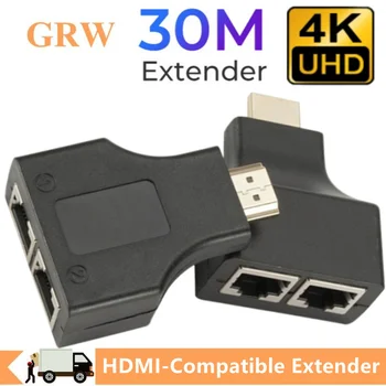 Grwibeou 4K HDMI-kompatibilnu produžni kabel sa dvostrukom mrežom RJ45 LAN Mreže Produžni kabel Predajnik Prijemnik, TX RX Cat5e CAT6 Kabel Ethernet