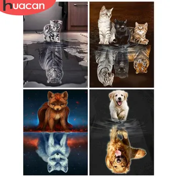 HUACAN Diamond Slika Mačka je Životinja 5D DIY Mozaik Diamond Vez Tigar Pun Kvadratnom/Cijele Dekor Početna Slika Od Gorskog Kristala