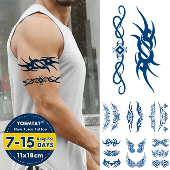 Ink Sok Vodootporan Privremeni Tattoo Naljepnice Trnje Триба Indijska Kana Totem Krilo Lažne Tetovaže Otporne Plava Tetovaža Dizajne Za Žene