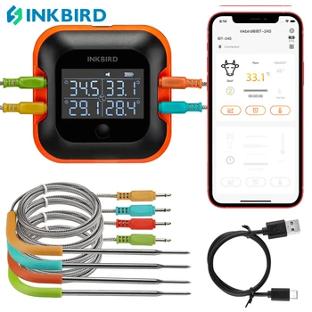 INKBIRD Roštilj Bluetooth Termometar za Meso S Pametnim Programom Monitor Podrška Temperature Alarma i Vremena je Idealan za Kuhinje i komore za Pećnicu