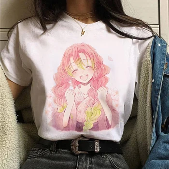 Japanska Anime Demon Slayer Kawaii Grafički t-Shirt s po cijeloj površini Kanroji Mitsuri, Ženske Majice, Ženske Majice Kratkih Rukava, Majice Y2K 2022