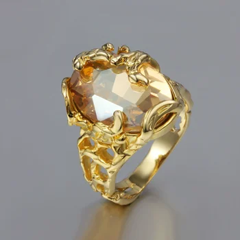 jeftino zlato-boja dama zaručnički prsten utro veliki crystal novi dizajn zlato-boja visoke kvalitete poklon nakit prst prsten večernji