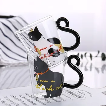 Kava Mlijeko Čaj Staklena Čaša Za Vodu Crtani Kreativni Slatka Mačka Bubalo Crno Vino Pivo Čaše Za Šampanjac Dječje Boca Za Višekratnu Upotrebu