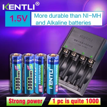 KENTLI 4kom 1,5 v aa 3000 МВтч Litij-ionska litij-polimer litij baterija + 4 utora AA AAA litij-ионное Pametna punjač