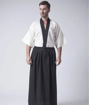Klasična japanska Odjeća Samuraja, Muški Kimono Ratnik s Obi, Tradicionalni Satiny Odijelo Юката, Jedna Veličina
