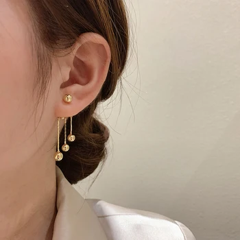Koreja Novi Dizajn Modni Nakit Zlatni Metalna Kugla Privjesak Sa Naušnice Elegantne Ženske Svakodnevne Pribor Za Rad