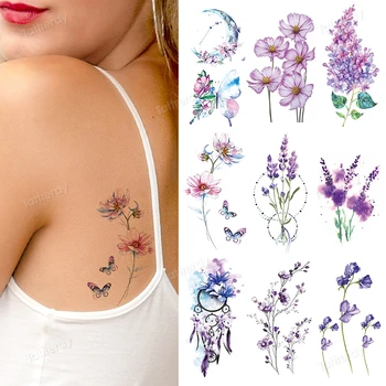 Lažna Tetovaža Naljepnica za Žene Privremena Tetovaža Vodootporan Cvijeće Mali Prst Ruke Body Art Tatuaje Privremena Color Tattoo Femme