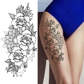 Lažni Cvijet Ruže Privremene Tetovaže Za Žene Body Art Velika Ruka Božur Flora Vodootporan Tattoo Naljepnice Za Lady Djevojke