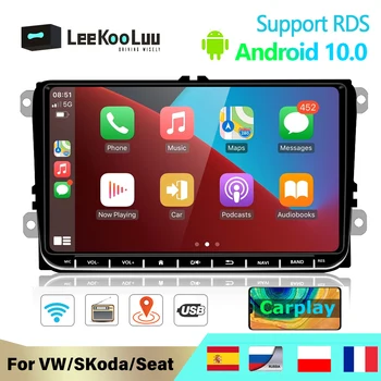 LeeKooLuu 2 Din Auto Player Android 10,0 GPS Navigacija sredstva Za Volkswagen Polo Koda Golf 5 6 Passat B6 B7 Jetta