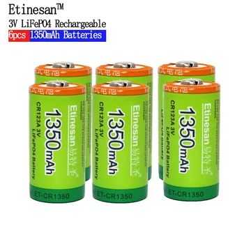 Li-ion Punjiva baterija Etinesan 3V 1350mAh CR123A CR 123A LiFePO4 sa bitnim udara 10A za igračke-svjetiljke