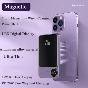 Magnetni Bežični Banka Hrane Brzi Punjač Za iPhone 12 13 14 Pro Max Mini Vanjska Baterija Punjač Torbica Powerbank