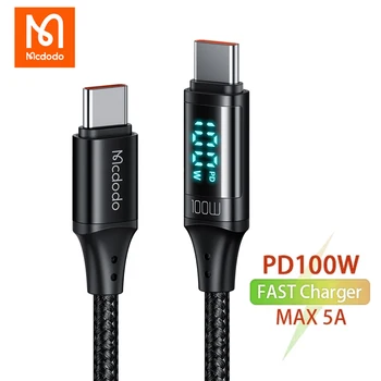 Mcdodo PD 100 W USB Type C na USB C Kabel 5A Brzo Punjenje za Huawei iPad, Macbook Pro Tableta Digitalni HD Zaslon Telefon Kabel za Prijenos Podataka