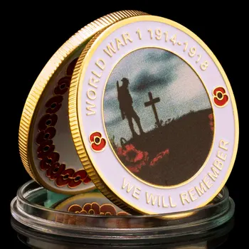 Mi ćemo se sjetiti Prvi svjetski rat (1914-1918) Naplativa Позолоченная suvenir novčić Kreativni dar Prigodni novčić