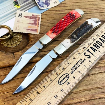 Mini 400C Sklopivi Nož Od nehrđajućeg Čelika s Костяной ili Sob Ručka, višenamjenski Nož Za Piknik, Voćni Nož, Planinarske EDC Noževi, Alati