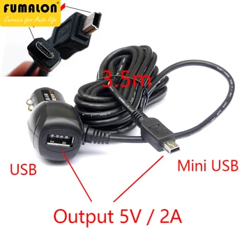 Mini/Mikro USB Port, Dual USB 5V 2A Auto Punjač Adapter za Upaljač Za Auto Dvr Auto punjač s Kabelom 3,5 metra