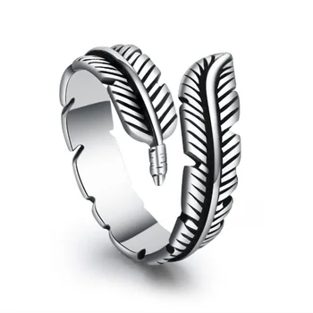 MIQIAO Novi Kreativni Klasicni Pero/List Stari Prsten Personalizirani Nakit 2020 Trend Modni Muški Blagdanski Dar Otvoreni Prsten