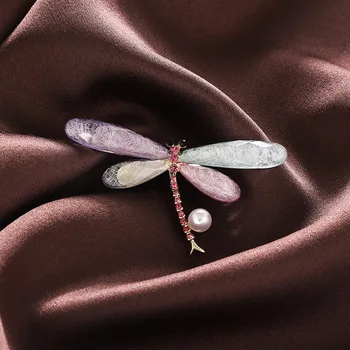 Muylinda Slatkovodni Biseri Dragonfly Broš za Žene Vintage Elegantan Bijeli Smole i Insekata Broš Igle Dar Zimski Kaput Nakit