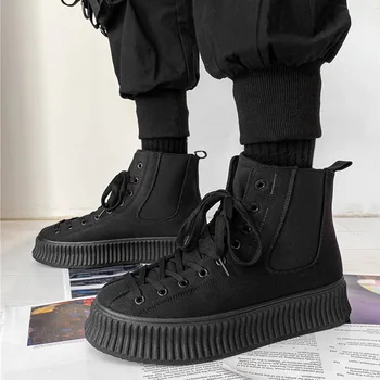 Muška moda вулканизированная cipele s visokim берцем, crnci otporan na habanje cipele 