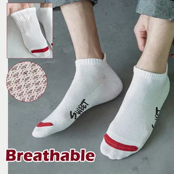 Muške Modne Čvrste Čarape Do Gležnja Sa Slovima, Kvalitetne Elastične Mrežaste Prozračna Dezodoransi, Muške Kratke Čarape