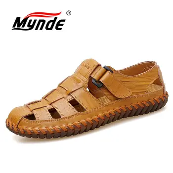 MYNDE Muške Sandale od kože Kravlja koža Na Otvorenom 2019 Godišnje Muške Cipele Ručne izrade Muška Prozračna Casual Cipele i Cipele za Hodanje Sandale