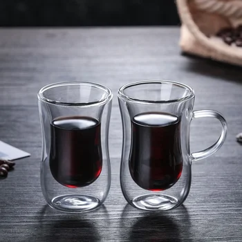 Nova staklena čaša s Dvostrukim stijenkama Šalice Kave Staklene Čaj Prozirne Čaše Set Šalica Čaja Set staklenih Šalica kave