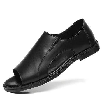 Nove Kvalitetne Muške Rimske Sandale, Ulica Sandale Od Prave Kože, Crna Muška Godišnje Cipele, Udobne Muške Sandale-Gladijatori, Vođa Prodaje