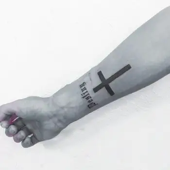 Novi Diablo Križ Privremena Tetovaža Naljepnica Muška Ženska Vodootporne Engleska Slovo Ručno Body Art Lažna Tetovaža Na Zapešću Ruke Tetovaža Naljepnica