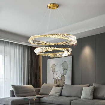 Novi kristalni lusteri luksuzna lampa za dnevni boravak Modernog prsten spavaća soba restoran lobby Lampa DNK spiralni dizajn led rasvjeta