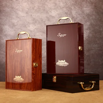 Novi stil dual kožna kutija kvalitetan poklon kutija za vino crveno dual boca drvena kutija za vino dom organizator za pohranu