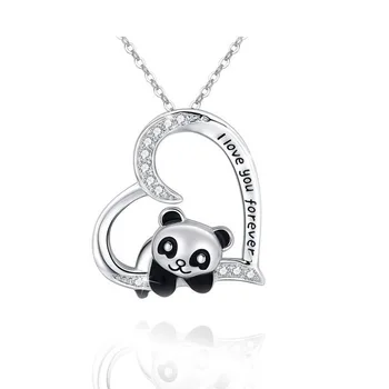 Novi vještački dijamant U obliku Srca Privjesak Panda Ogrlica Ženska ključne kosti Ogrlica Nakit