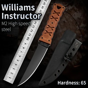 Nož Winkler nož za preživljavanje Williams M2 čelik taktički nož fiksni nož, lanena ručka, lovački nož s ножнами Kydex