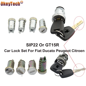 OkeyTech 5 KOM. Auto-Ključ za Paljenje Komplet za Zaključavanje Vrata Prtljažnika Stanju Bure Cilindar Za Fiat Ducato Peugeot Citroen GT15R/SIP22 Blade