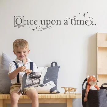 Once Upon a Time Naljepnica - Naljepnica za zid u Dječjoj sobi, Citat Mašte, Притворись Da Smatraju, bookshelf, Dekoracija, Dekoracija za Dječju sobu