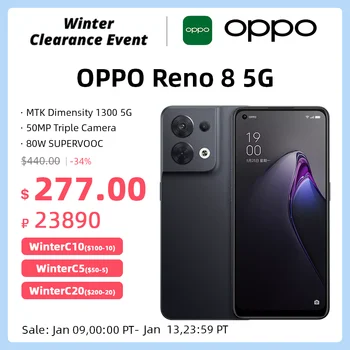 OPPO Reno8 5G Smartphone 8 GB na 12 GB MTK Dimensity 1300 80 W SuperVOOC 50 Mp Trostruka skladište 90 Hz OLED Ekran Reno 8 Mobilne Telefone