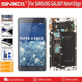 Originalni Samsung Galaxy Note 4 Edge N915 N9150 N915F LCD Za Samsung Note4 Edge Zaslon Osjetljiv na dodir Digitalizator s Okvirom