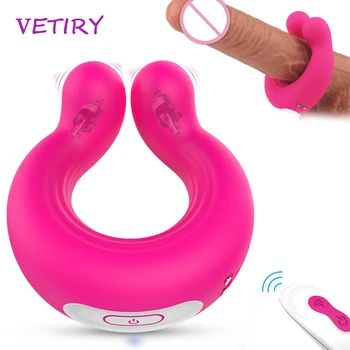 Par Vibrator za Penis 9 Brzina Prsten za Penis Vibrator i Penis Stimulacija Klitorisa Seks za Odrasle Igračke za Muškarce Bežični Daljinski Upravljač