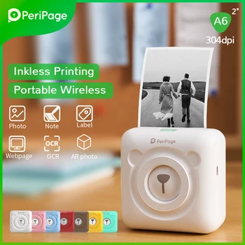 PeriPage Prijenosni termalni pisač Bluetooth 304 dpi termalni printer sa Slikom Foto naljepnice Mini Pisač za Mobilni Telefon Android, IOS A6
