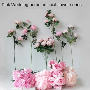 Pink Serija Umjetna Božur Svila Cvijet Umjetno Cvijeće Svijetle Božur Lažni List Vjenčanje Osnovna College Božićnih Ukrasa Buket