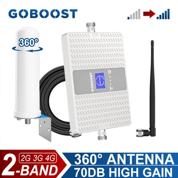Pojačalo signala GOBOOST dual-band 70 db 2G 3G 4G Mrežni Repeater 850 900 1700 1800 1900, 2100 Mhz Pojačalo mobilne komunikacije 360 ° Antena