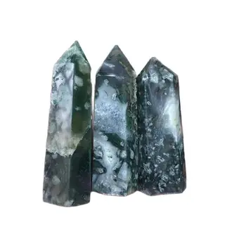 polirani prirodni kvarc zelena mahovina ahat coli point tower kristali ljekovita kamenje za feng shui