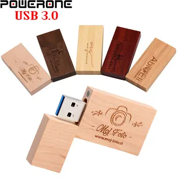 POWERONE USB 3.0 besplatan custom logo Drveni blok USB Flash Drive mahagonija, flash drive 4 GB 16 GB, 32 GB i 64 GB Flash Drive Memory Stick poklon
