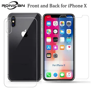 Prednji i Stražnji Kaljeno staklo premium klase za iPhone X RONICAN sa zaštitom od ogrebotina 9H 0,26 mm 2.5 D Zaštitna Folija za ekran iPhoneX case
