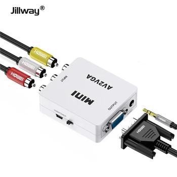 Pretvarač Jillway VGA u RCA HD mini RCA u VGA razlučivosti 1080P, kompatibilan s 3RCA, audio i video konverter AV za prijenosna RAČUNALA, HDTV, DVDVCD