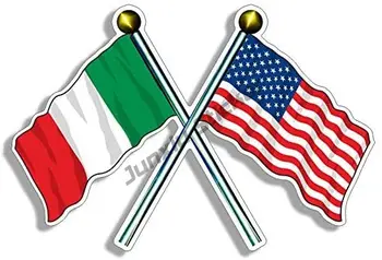 Prešao Stupove SAD i Italija Lepršava Zastave Naljepnica Američki Talijanski sad-Italija Talijanska Zastava Naljepnica Italija Rim Sicilija Pasta Pizza