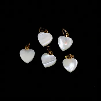 Prirodno bijelo kućište u obliku Srca Privjesak Fin privjesci za Izradu Nakita DIY naušnice, Ogrlice i Pribor 10*14 mm