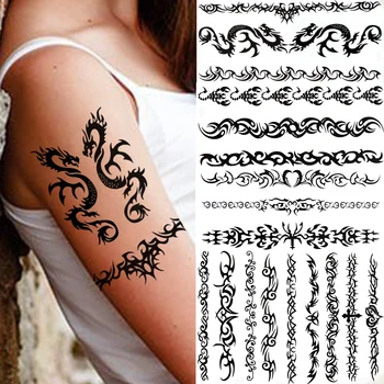 Privremene Tetovaže Black Dragon Za Žene I Muškarce Odrasle Plemenski Totem Škorpion Tetovaža Od Kane Naljepnica Lažna Kupine Seksi Tetovaže Papir