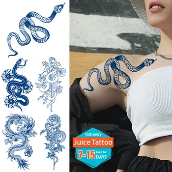 Privremeni Tattoo Naljepnice Vodootporan Lažne Tetovaže Rose Zmija Ženska Seksi Tetovaža Sok Tinte Dugo Geometrijski Body Art Žene