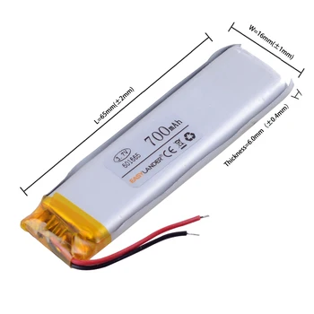 Punjiva baterija LiPo polimer litij 601665 3.7 V 700mAh punjive za dio mp3 GPS proizvedeni e